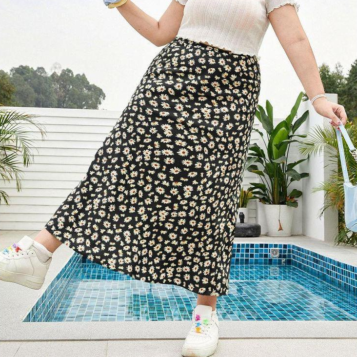UNLIMITED.FASHION | JUMBO BB 70-95 KG ROK MOTIF BUNGA  / FLORAL SKIRT ROK DAILY KOREAN STYLE PANJANG