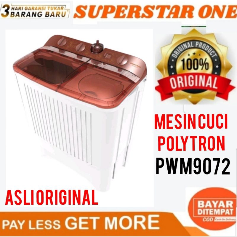 MESIN CUCI POLYTRON PWM 9072 9KG 2 TABUNG PWM9072 9 KG