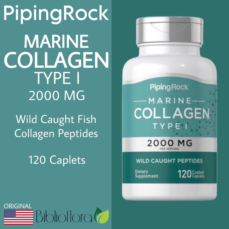 Piping Rock Marine Collagen Type I 2000 mg 120 Tablets Fish Peptides