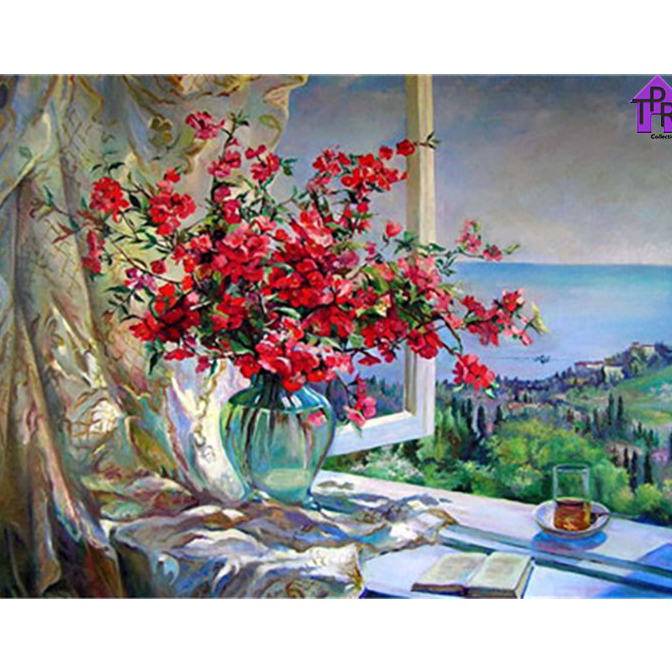 

GROSIR ✅ DIY - Set Melukis / paint by number kit - FLOWER 40x50cm. part-9
