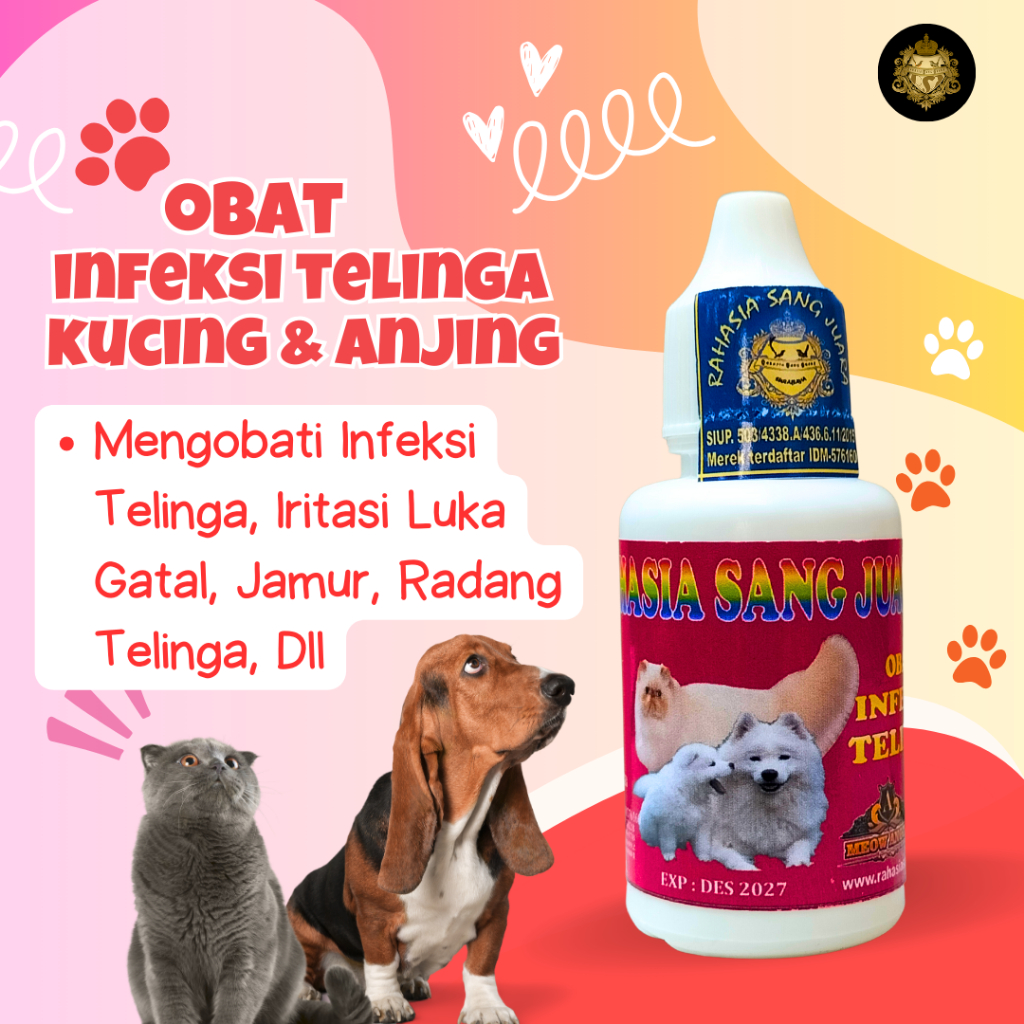 OBAT TETES TELINGA KUCING DAN ANJING BERAIR BAU GATAL BERJAMUR KOTOR