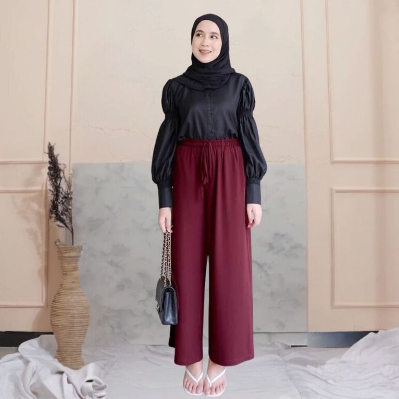 Celana Kulot Wanita High Wasit Terbaru Kain Crinkle Airflow Premium Jumbo Standart Murah Kekinian Co