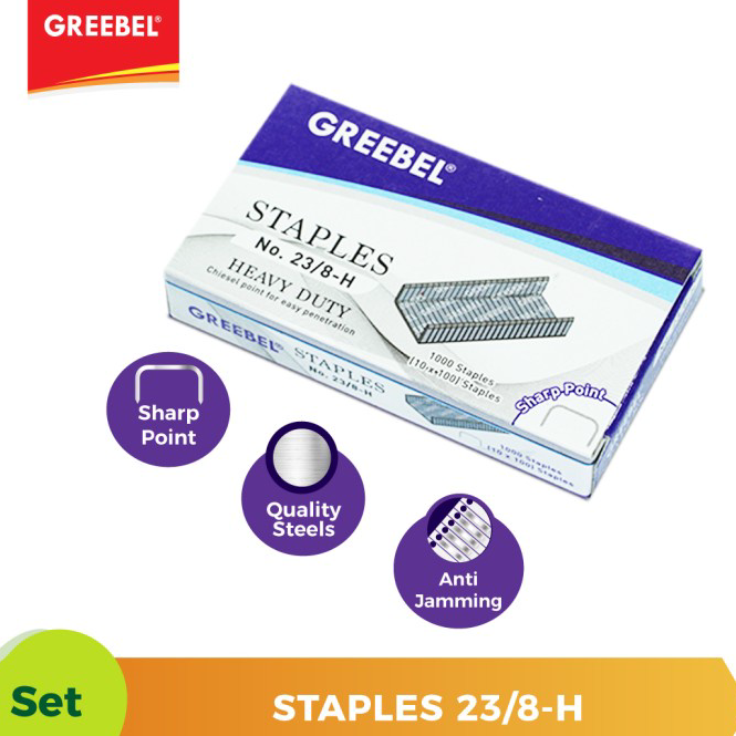 

❄️ READY STOK ❄️ Staples Isi Stapler Greebel No. 23/8-H per-pack isi 10x100=1000pcs.