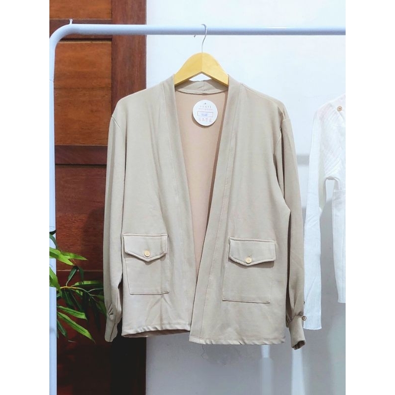 OUTER CARDI KNIT PREMIUM by VENTI/MODERN KEKINIAN/TANGAN BALON/CARDI KANTUNG/CARDI CREAM