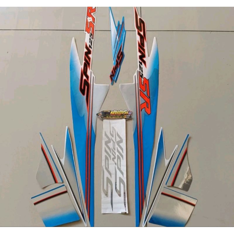 Striping Suzuki spin sr 125 2007 2008 biru putih stiker Lis body motor standar