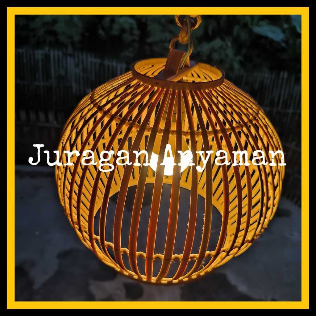 Kap Lampu Gantung Estetik Model F Anyaman Bambu Dekorasi Ruangan Minimalis Cafe Resto Resort Villa H