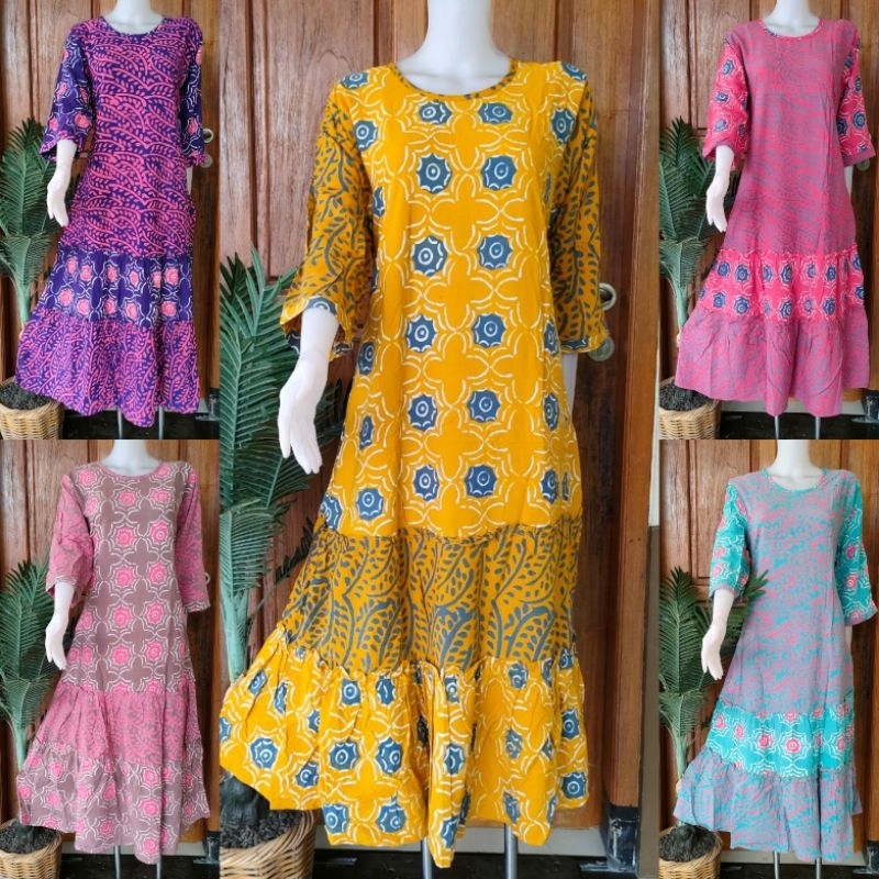 Batik Putri Diana-Sekdres AMNA Daster Panjang Kekinian Model Rempel Bawah Ld 102