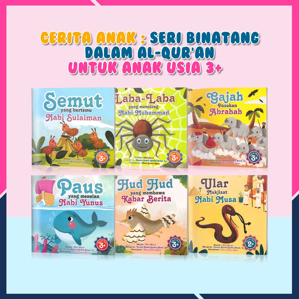 Buku Anak Islami Seri Binatang Al Quran Paus Nabi Yunus Gajah Abrahah Laba Laba Menolong Nabi Muhamm