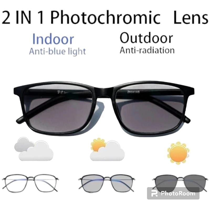 Kacamata Baca dan Jalan Lensa Progresif Photocromic Anti Radiasi Sinar UV