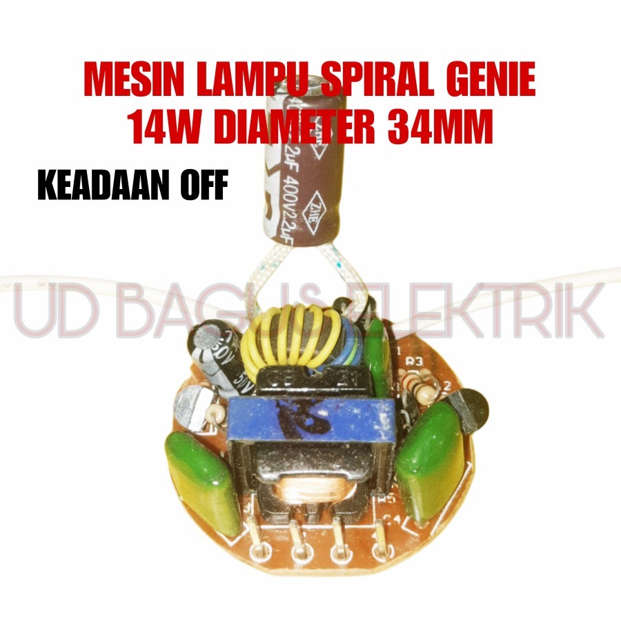 10X PCB MESIN LAMPU SPIRAL GENIE 14W DIAMETER 34MM KEADAAN OFF - KEADAAN OFF