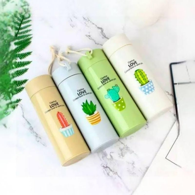 BOTOL MINUM KACA KAKTUS//BOTOL MINUM LUCU 450ML//TUMBLER AIR MINUM