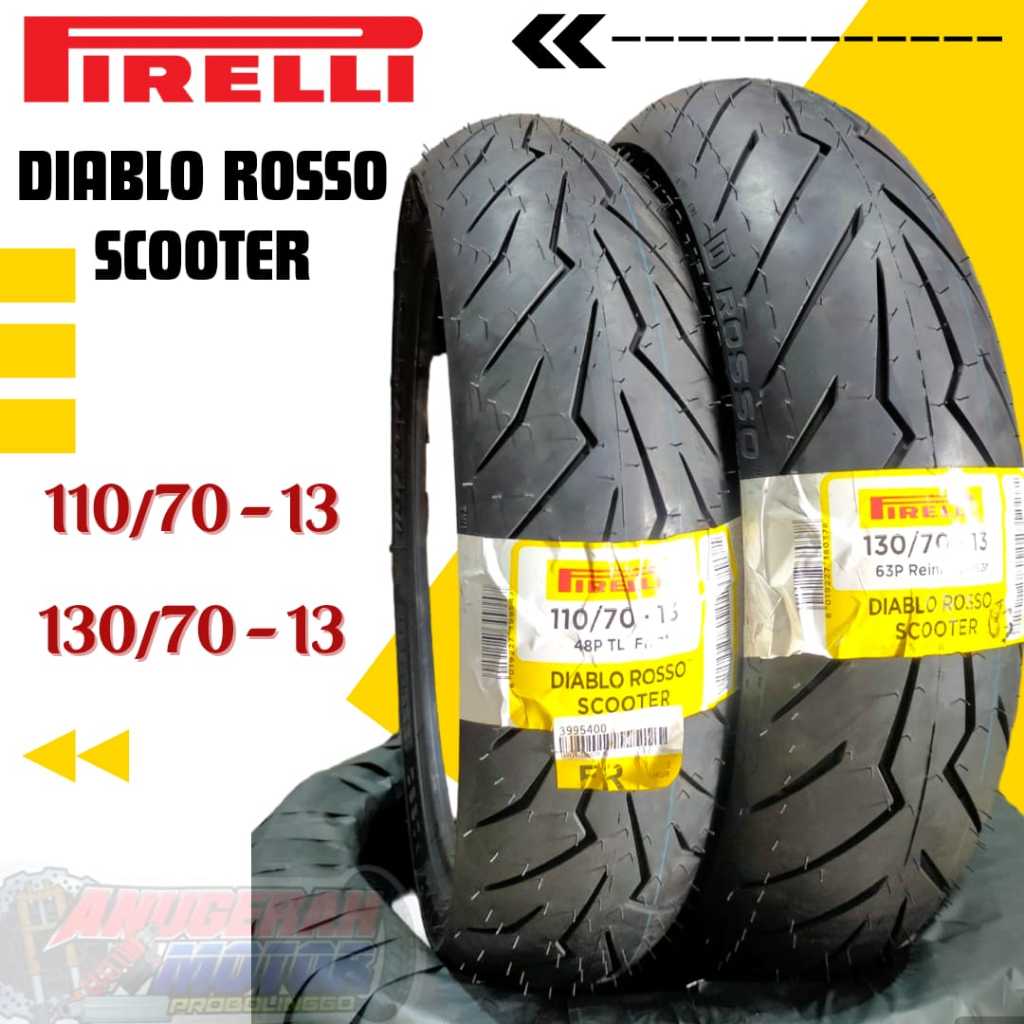 Pirelli Diablo Rosso Scooter 110 70 13 130 70 13 Tubeless Ban Luar ring 13 Motor Nmax Depan FREE PEN