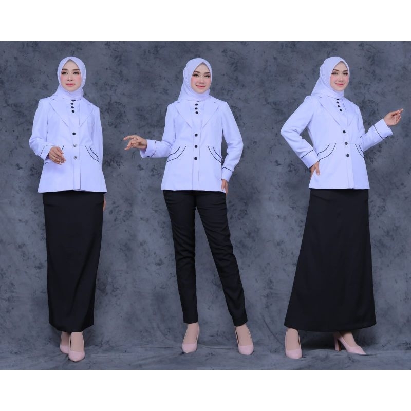 seragam putih Lis guru wanita /baju putih atasan/blazer putih kode elp