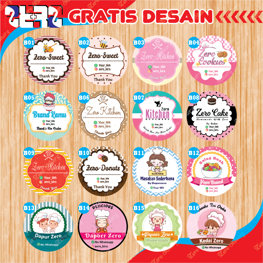Stiker Makanan / Stiker Label Makanan / Stiker Kemasan Produk / Stiker Label Kemasan / GRATIS DESIGN