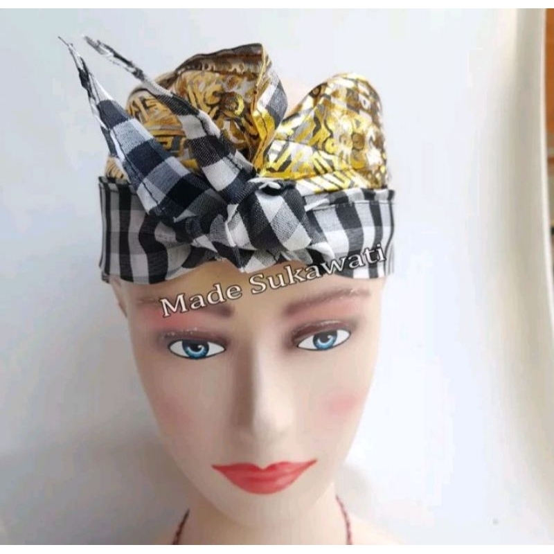 udeng bali lepasan motif kotak hitam putih- hitam merah