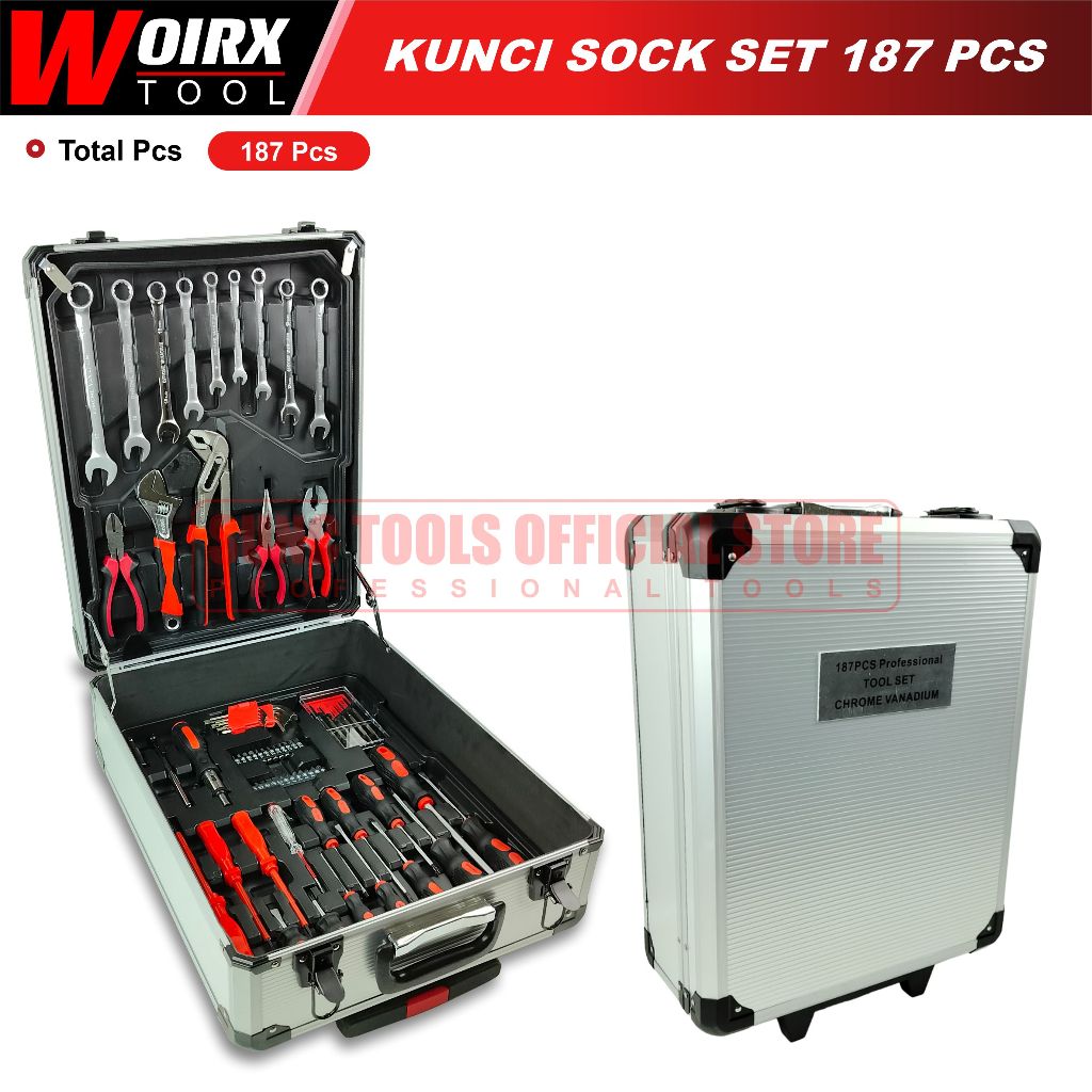 WOIRX TOOL Socket Tool Kit Kunci Sock Sok Set 187 Pcs