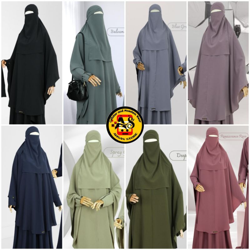 CLOVER By Afifathin Gamis Set Jilbab Nonpad cadar BANDANA Cutting LK Nadeen dan JILBAB SOFTPAD NONPA