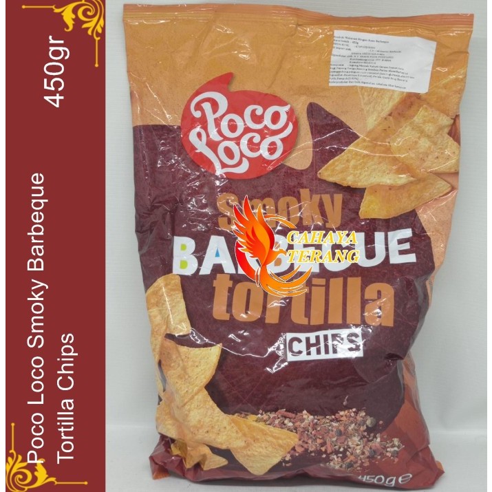 Poco Loco Tortilla Chips BBQ 450g Smoky Barbecue Chips Keripik 450 gram