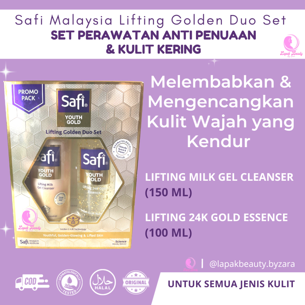 Safi Malaysia Paket Duo Gold Perawatan Wajah Kulit Kering Anti Aging Penuaan