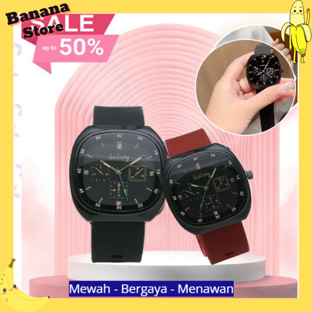 GOGOEY LUXURY PREMIUM Jam Tangan Kuarsa Tali Silikon Tahan Air Jam tangan pasangan