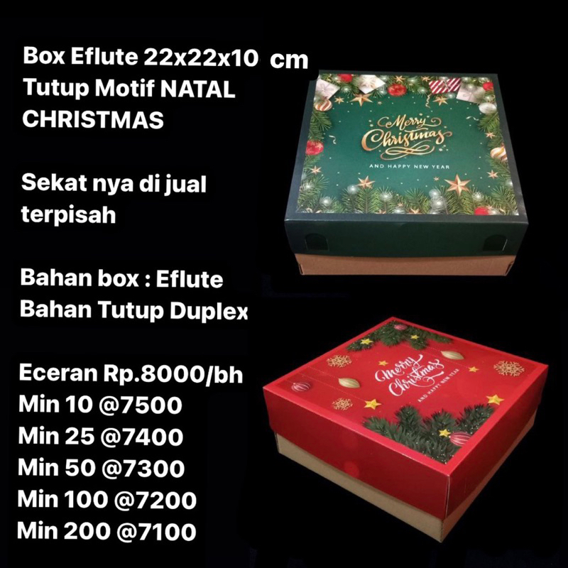 

Box Eflute 22x22x10cm Tutup Motif NATAL CHRISTMAS