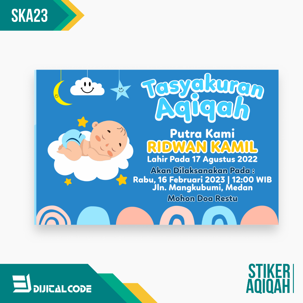 

SKA23 Stiker Label Syukuran Aqiqah Kelahiran Anak