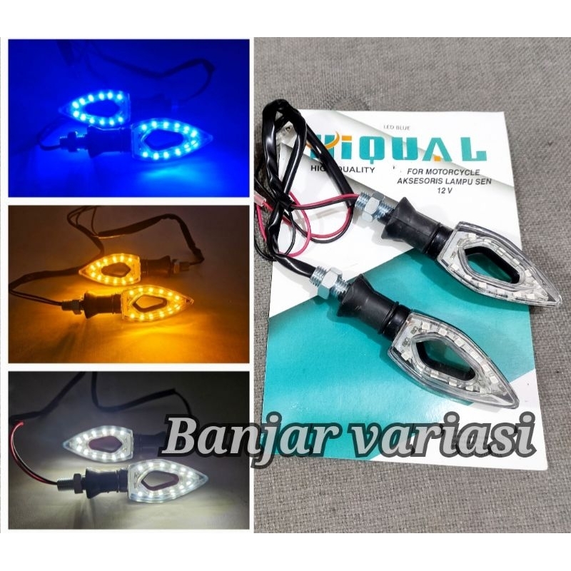 Lampu Sen Sein Sign LED Assy Set Motor Variasi Bolong Lancip Kecil Motor Vixion Ninja 250 R15 Xabre 