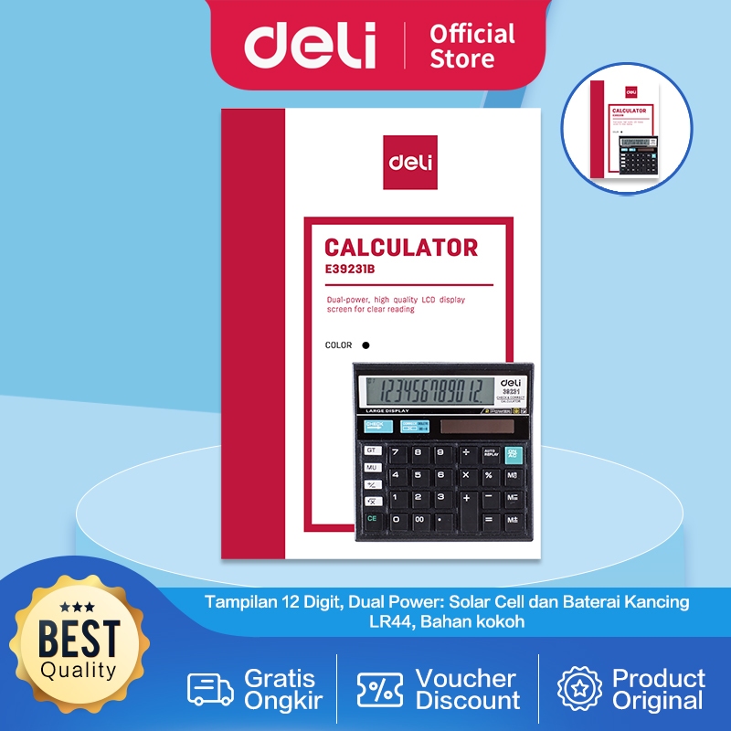 

Deli Kalkulator Kantor 12 Digit Bahan Kuar & Awet W39231B