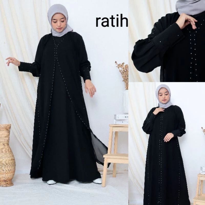 Abaya Hitam Couple Ibu Anak Sepasang Gamis Wanita Baju Anak Ratih