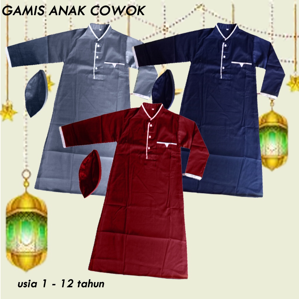 GAMIS ANAK COWOK / PAKAIAN MUSLIM ANAK /JUBAH MUSLIM ANAK COWOK / GAMIS
