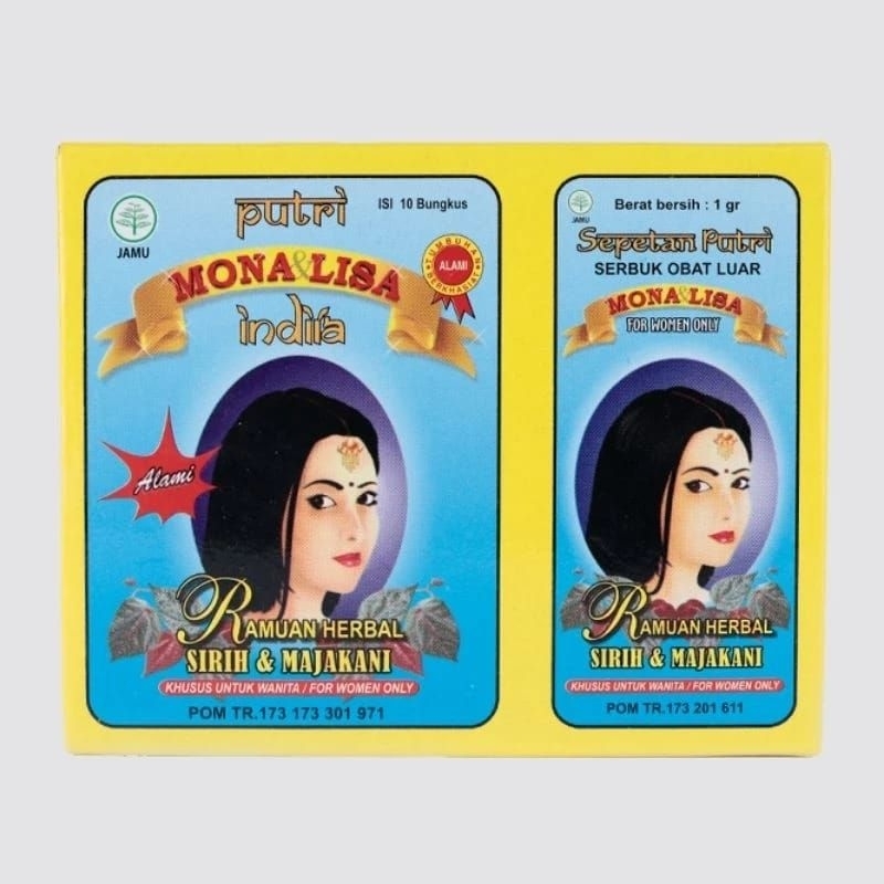 Jamu Pil Dan Serbuk Monalisa Sirih Dan Manjakani-Putri India (Isi 10 Bungkus)