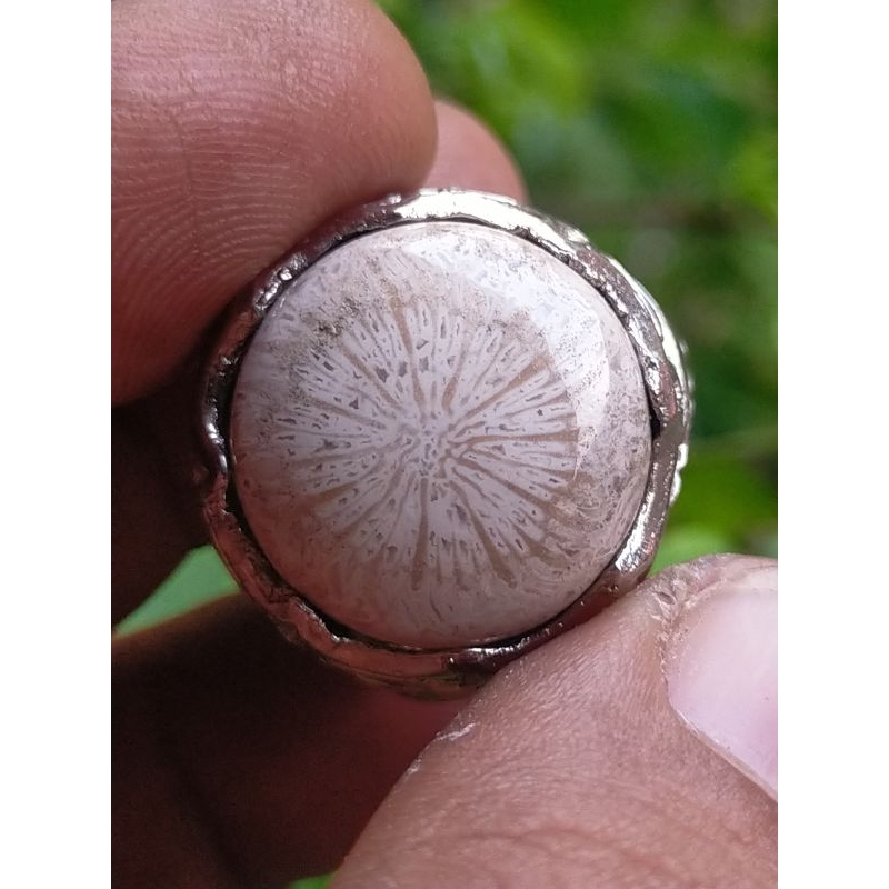 cincin batu akik teratai tunggal asli natural