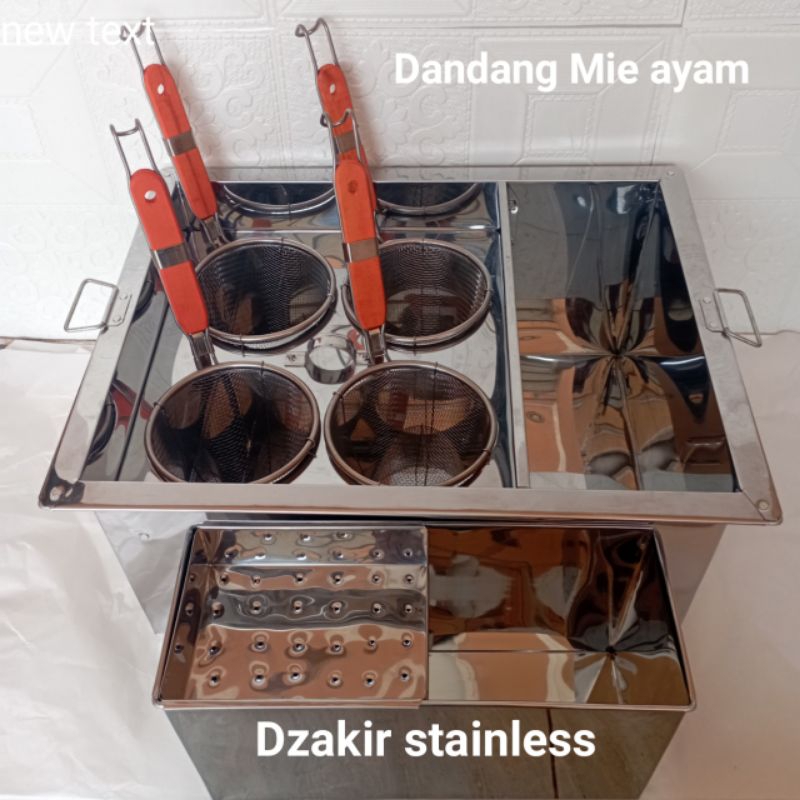 Dandang mie ayam kotak 4 lubang/tong mie ayam bakso/dandang kotak stainless+saringan