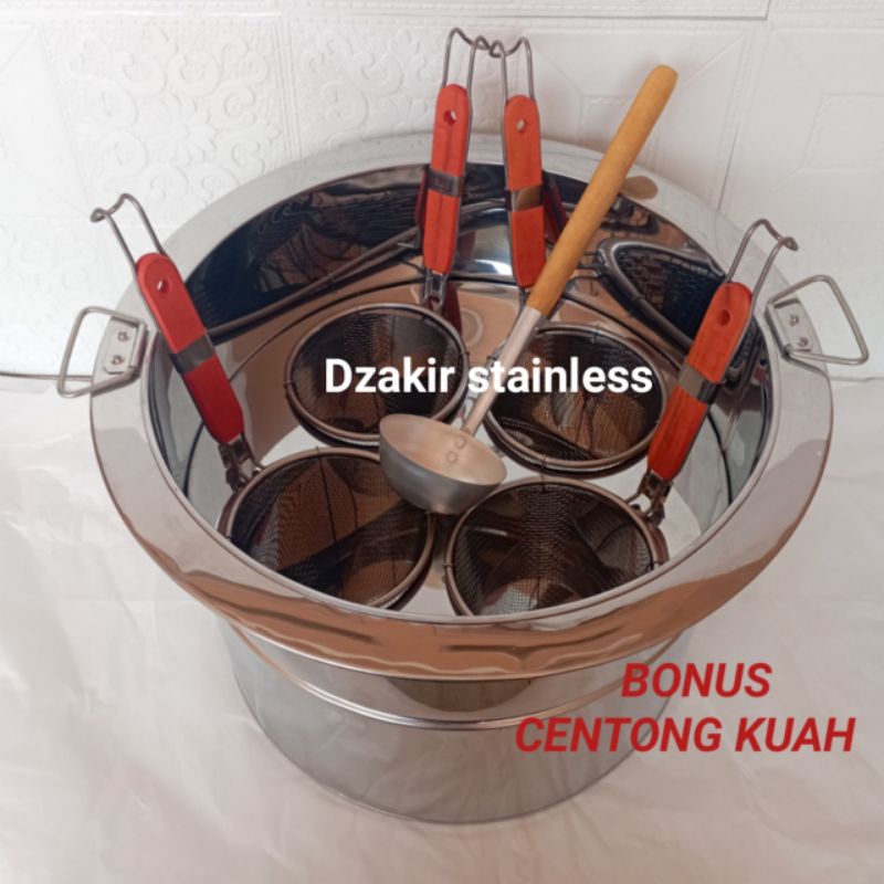 panci mie ayam 4 lubang/tong mie ayam bulat stainless