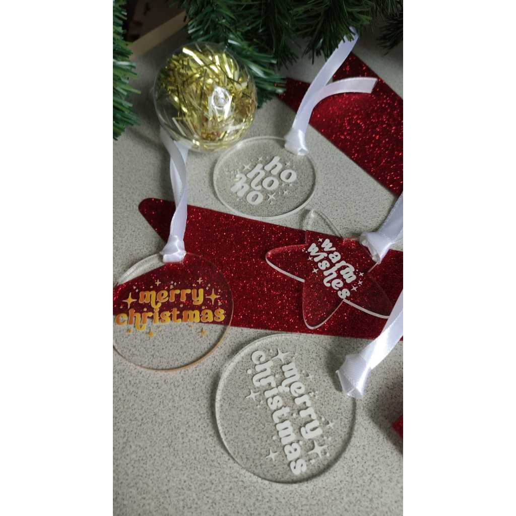 TAG AKRILIK NATAL/ GANTUNGAN AKRILIK / GANTUNGAN HAMPERS / UCAPAN CHRISTMAS / GANTUNGAN UCAPAN / ULA