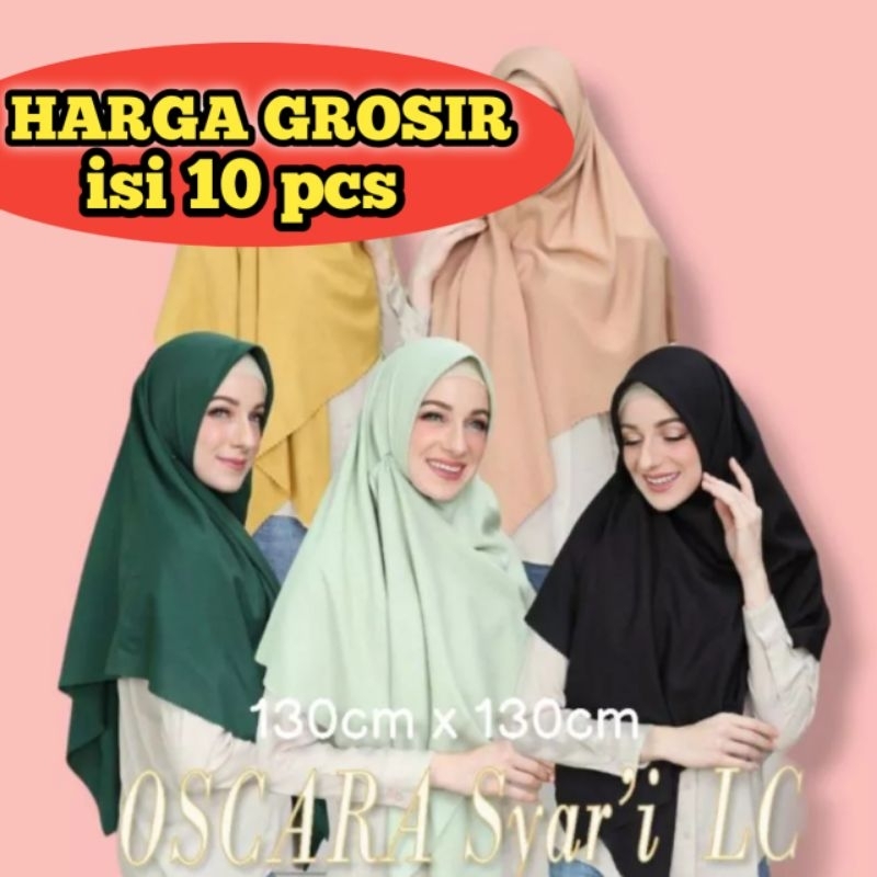 GROSIR Hijab jilbab kerudung segi empat syar'i Oskara Lc jumbo 130x130cm