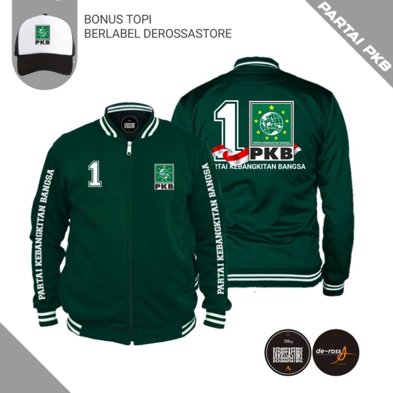 Terbaru PKB Jaket Versity Bonus Topi Partai PKB tangan
