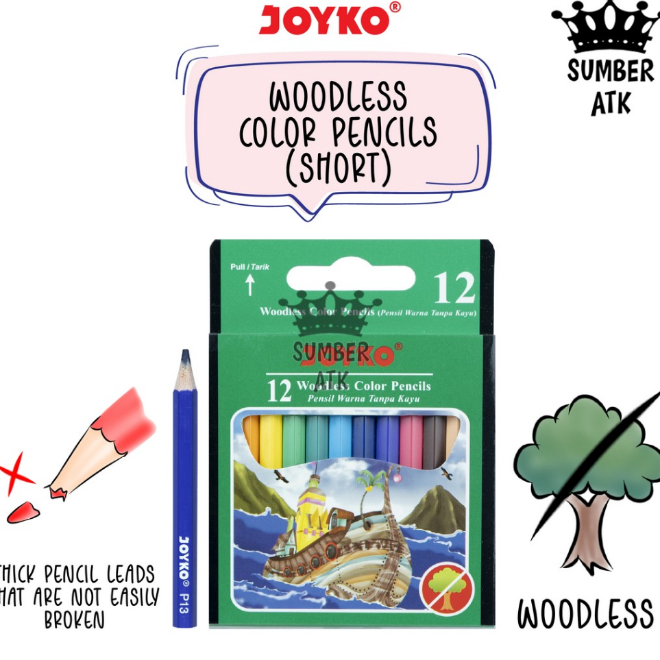 

Best Terlaris Color Pencil Pensil Warna Joyko CP-107 12 Warna