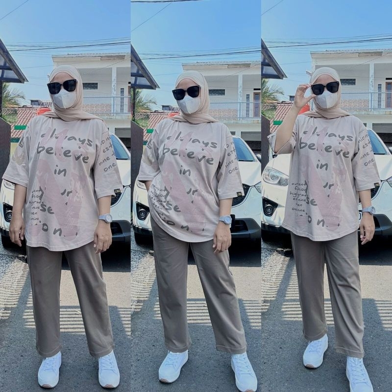 One Set Wanita Kekinian Kaos Sultan Premium Combed 20s By NIO PERFORMANCE Oversize