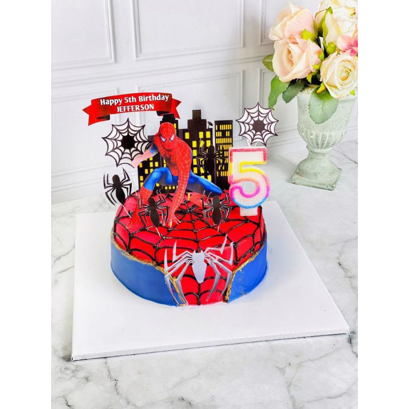 

kue ulang tahun anak birthday Spiderman topper cake