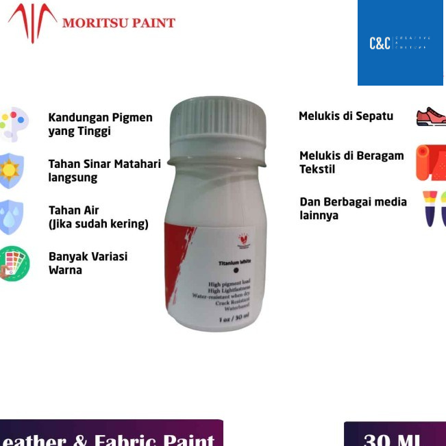 

➾❈❁ Moritsu Leather and Fabric Paint Premium - Moritsu Cat Sepatu 30ml