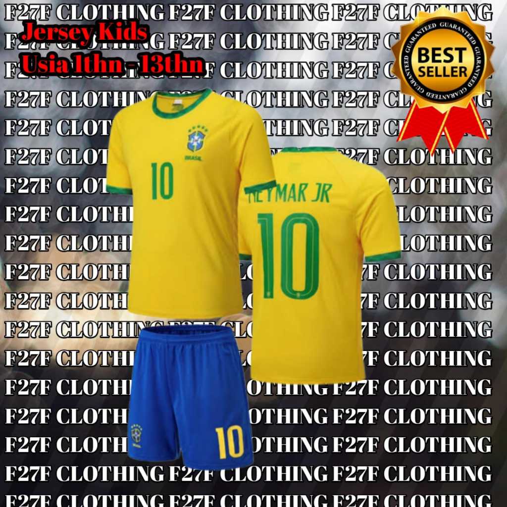 Jersey baju bola anak brazil home neymar jr baju footsal anak