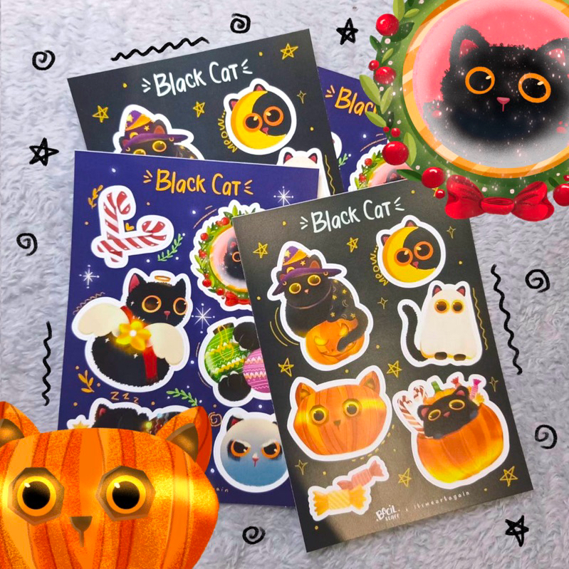 

[bocilstaff] STIKER AESTHETIC Black Cat Sticker Sheet | Sticker Hp| Stiker Diary| Stiker Laptop| Jurnal| Stiker Kawaii| Stiker Custom