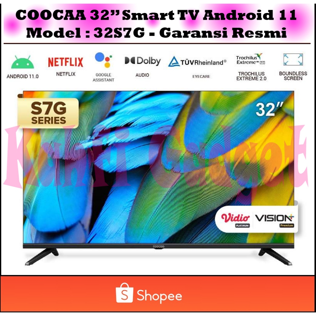 COOCAA 32 inch Smart TV - Digital TV - Android 11 Model 32S7G Garansi Resmi