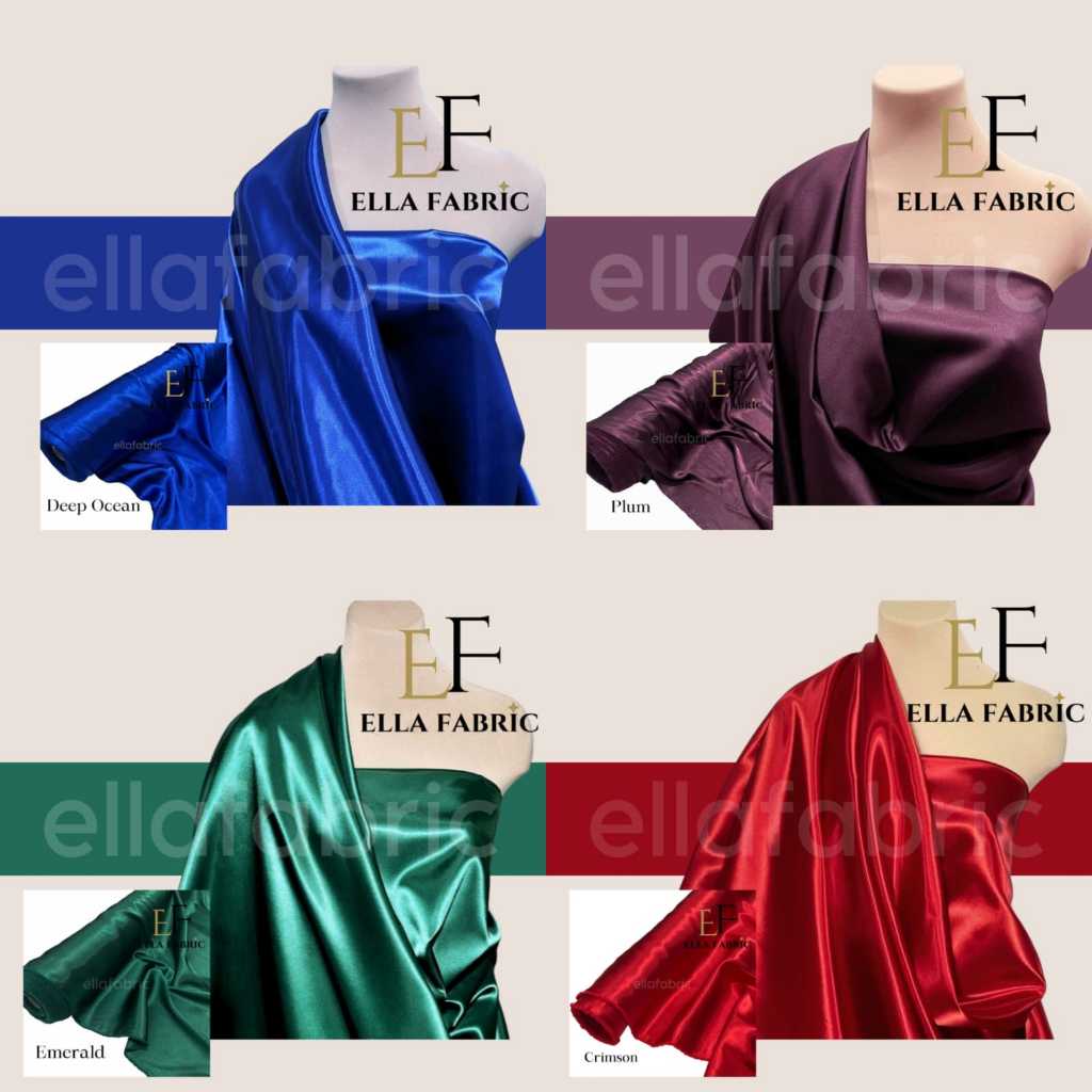 BAHAN KAIN SATIN PER KELIPATAN 1/2 (SETENGAH METER) Kain Satin Silk Glowing/ Satin Sutra Premium war