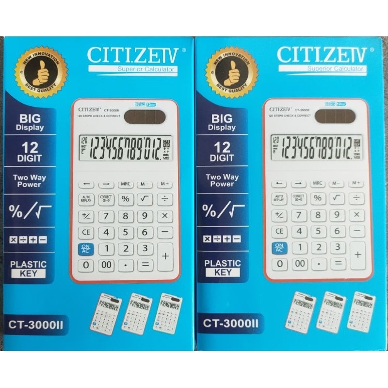 

Baru Kalkulator Saku Citizen 3000Ii/12Digit/2 Power Energy/Premium++ Quallity (Sudah Termasuk