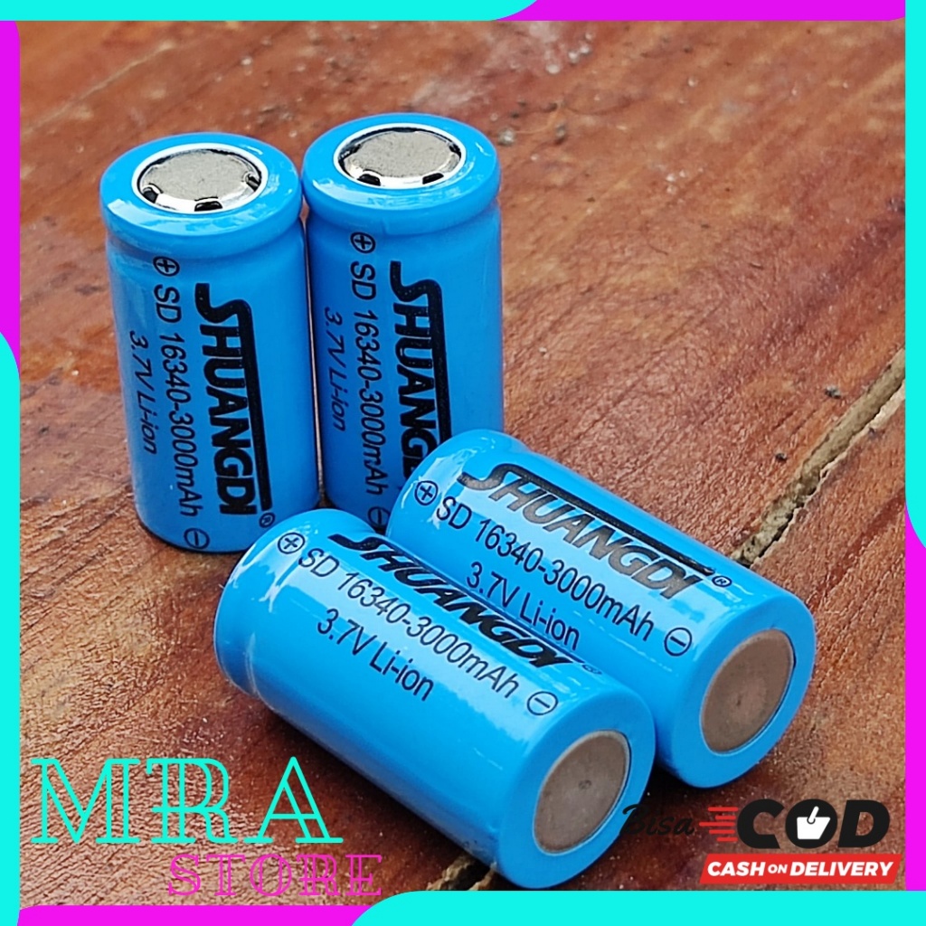 RK Baterai Charge CR123A CR 123 CR123 BATTERY 16340 3000mAh 3.7V Rechargeable Lithium