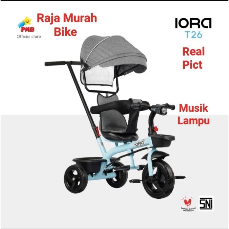 Sepeda Anak Roda Tiga Iora T25 PMB Sepeda Stroller Roda Tiga Pmb Iora T25 Iora T26 Sepeda Roda Tiga