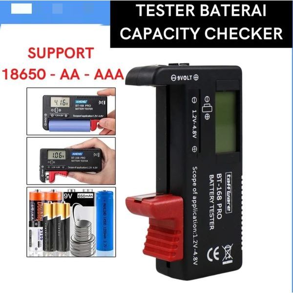TESTER BATERAI CAPACITY CHECKER 18650 AA AAA DISPLAY DIGITAL