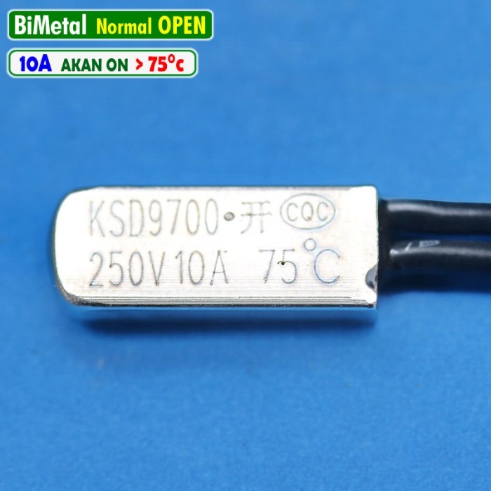 Sekering Bimetal N0 Thermostat 75C 10A KSD9700 Sekering Sensor Suhu Otomatis